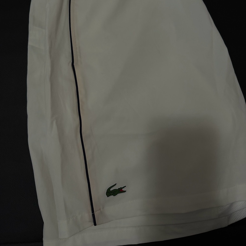 Lacoste White Tennis Shorts with Navy Piping Novak Djokovic